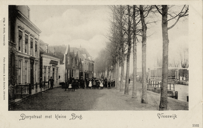 15020 Gezicht in de Dorpsstraat met bebouwing en een rij loofbomen te Vreeswijk uit het zuiden; met rechts de Oude ...